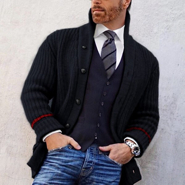 Contrast Pocket V-Neck Cardigan