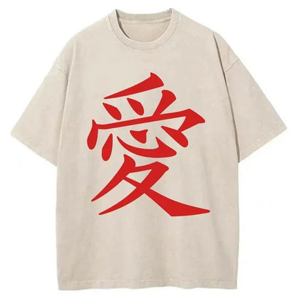 Japanese Style Love Kanji Washed T-Shirt