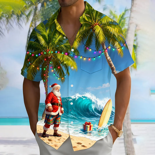 Tropical Surf Santa Short Sleeve Shirt