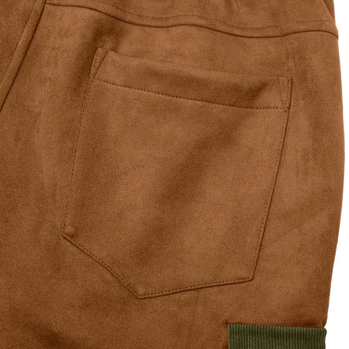 Contrast Corduroy Panel Cargo Pants