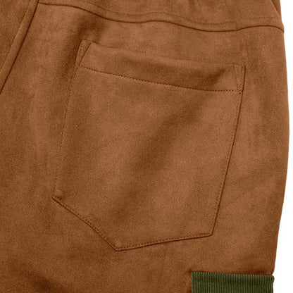 Contrast Corduroy Panel Cargo Pants