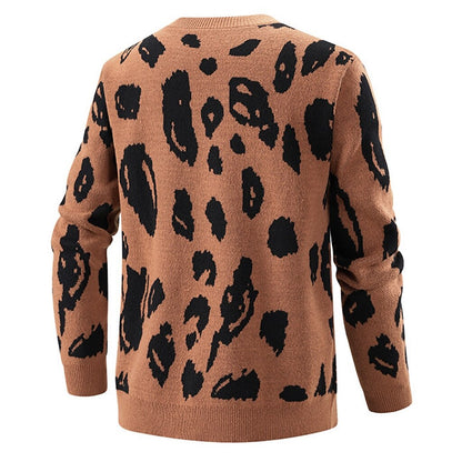 Oversized Leopard V-Neck Cardigan