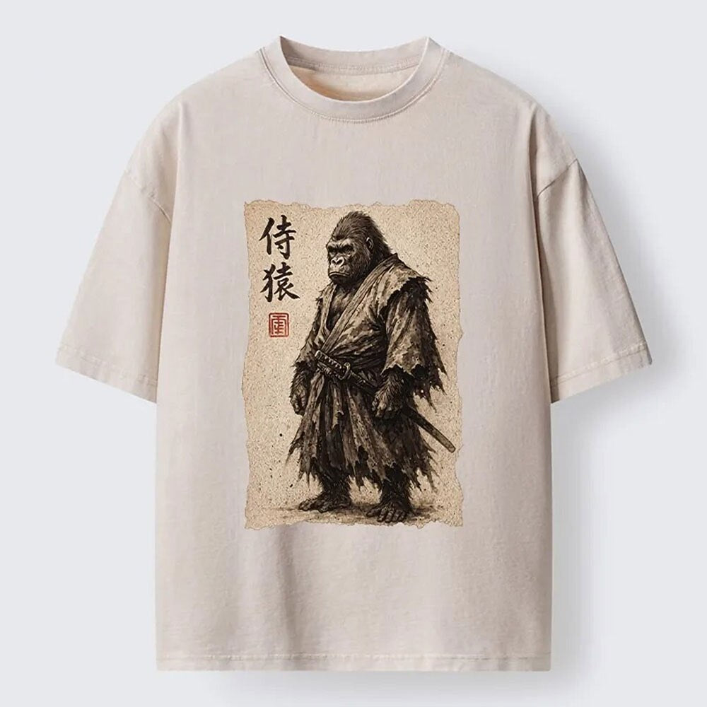 Men's Samurai Gorilla Graphic Washed Cotton T-Shirt