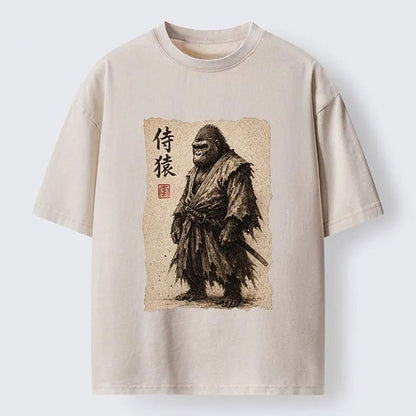 Men's Samurai Gorilla Graphic Washed Cotton T-Shirt