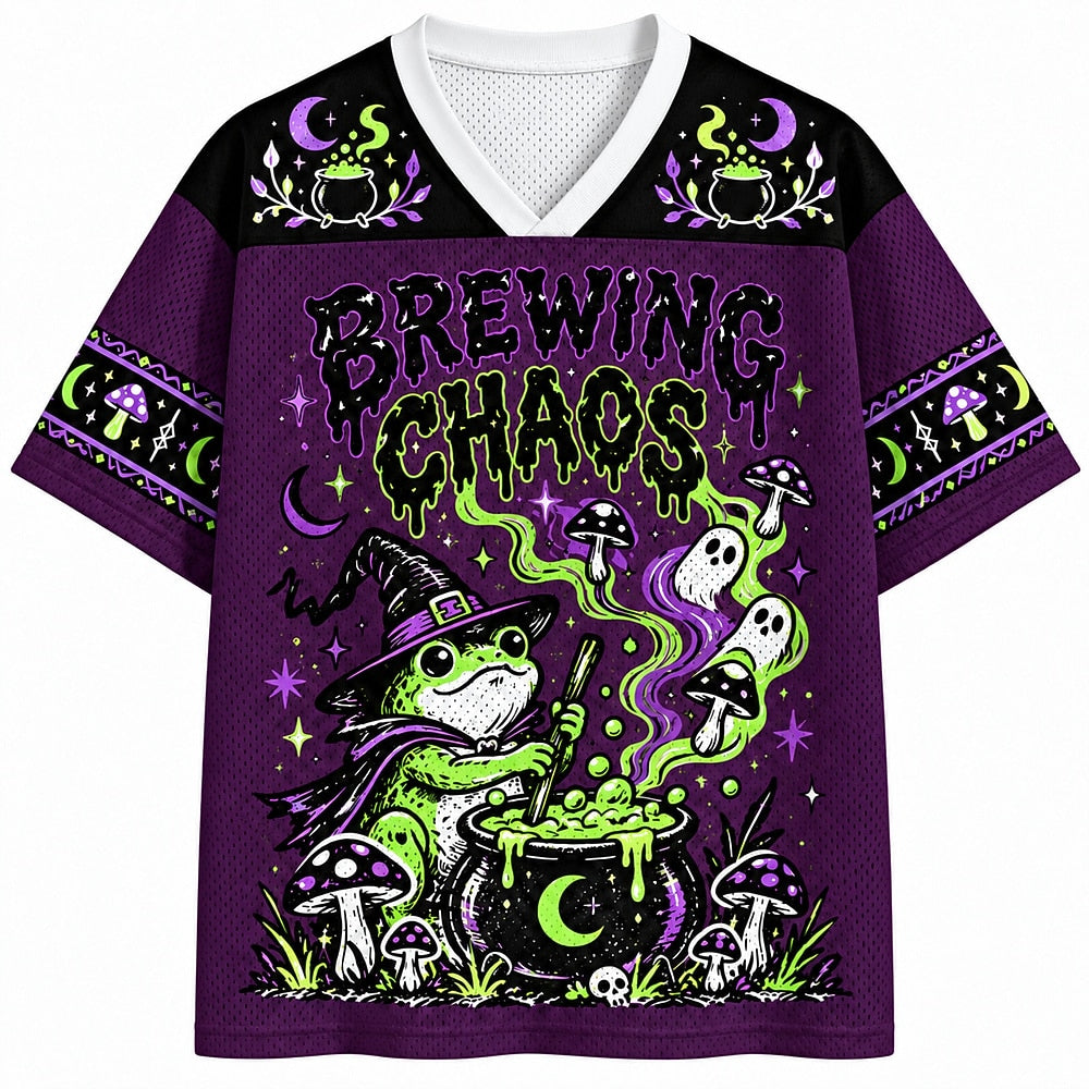 Brewing Chaos Witch Frog V-Neck Mesh Jersey