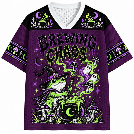Brewing Chaos Witch Frog V-Neck Mesh Jersey