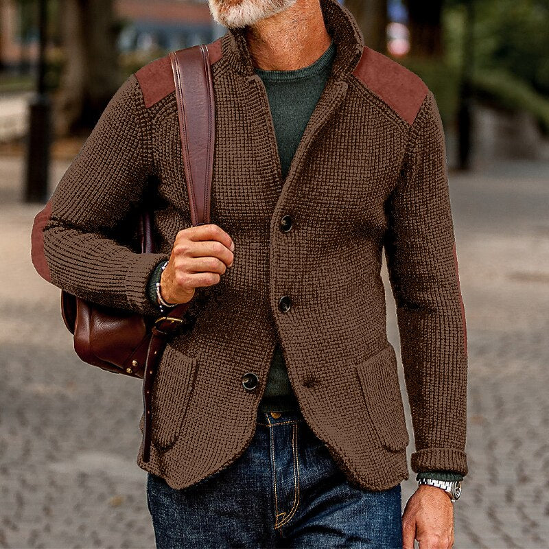 Contrast Shoulder Knit Cardigan