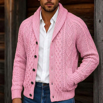 Braided Cable Shawl Collar Cardigan