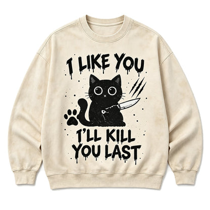 I Like You Knife Cat Crew Neck Sweatshirt