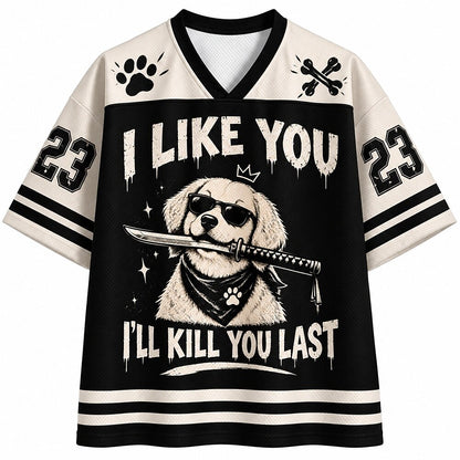 Men's Dog Number Text Graphic V-Neck Sports Jersey