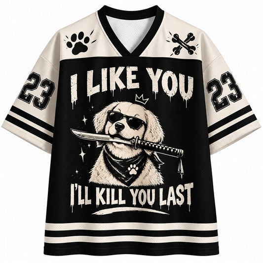 Men's Dog Number Text Graphic V-Neck Sports Jersey