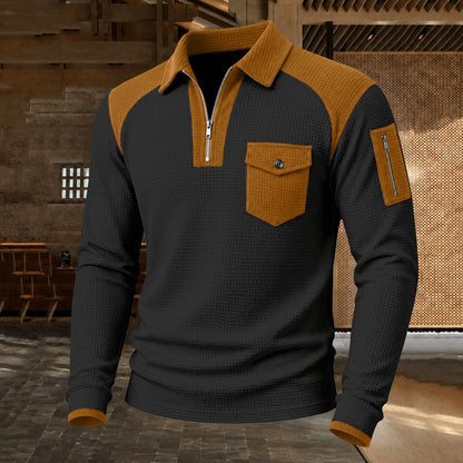 Utility Pocket Color Block Waffle Polo