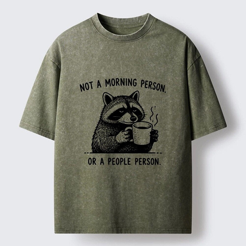 Japanese Style Raccoon Coffee Washed T-Shirt