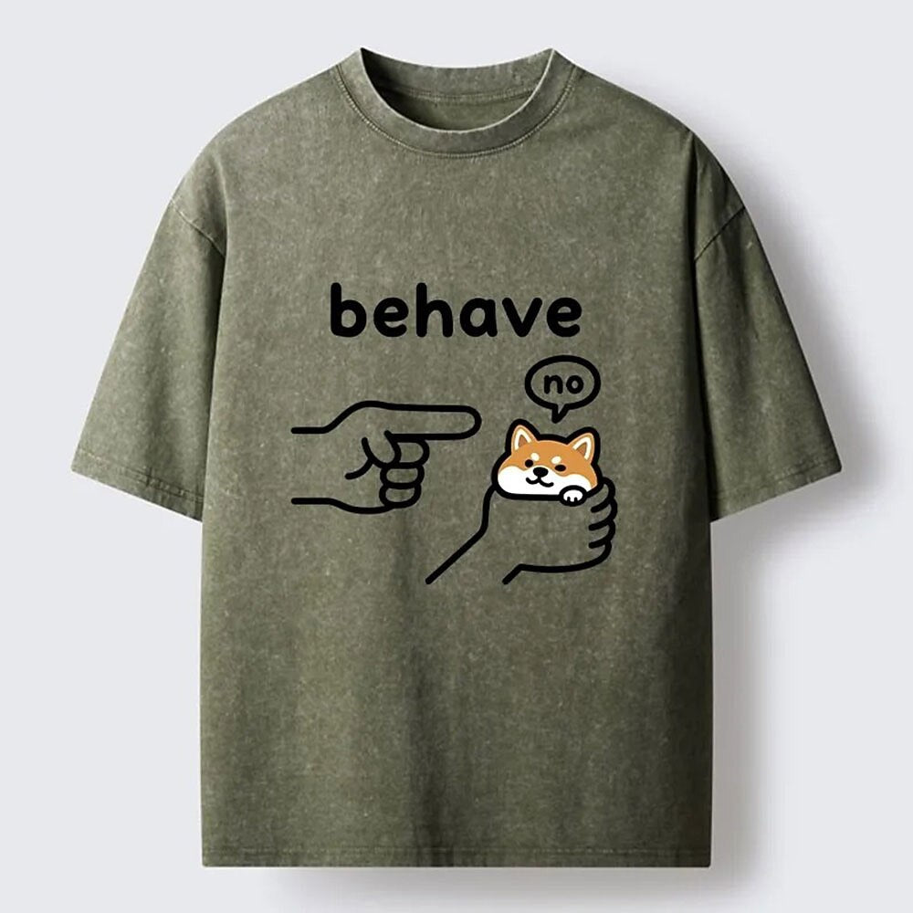 Men's Dog Graphic Washed Cotton T-Shirt