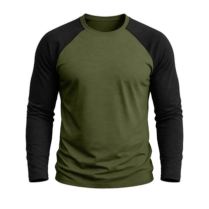 Contrast Raglan Henley Long Sleeve T-Shirt