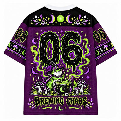 Brewing Chaos Witch Frog V-Neck Mesh Jersey