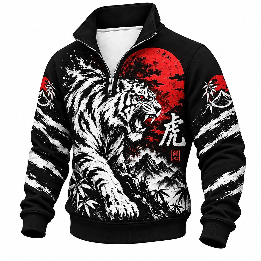 Red Moon Roaring Tiger Half-Zip Sweatshirt