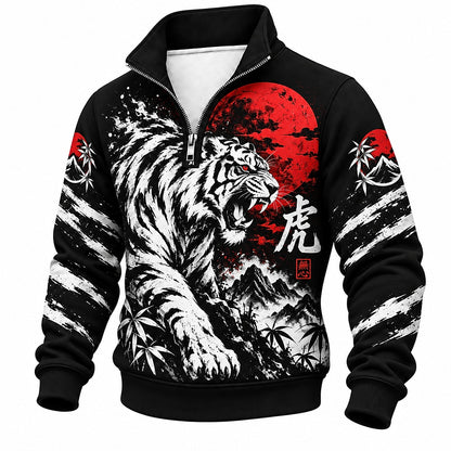 Red Moon Roaring Tiger Half-Zip Sweatshirt