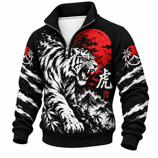 Red Moon Roaring Tiger Half-Zip Sweatshirt