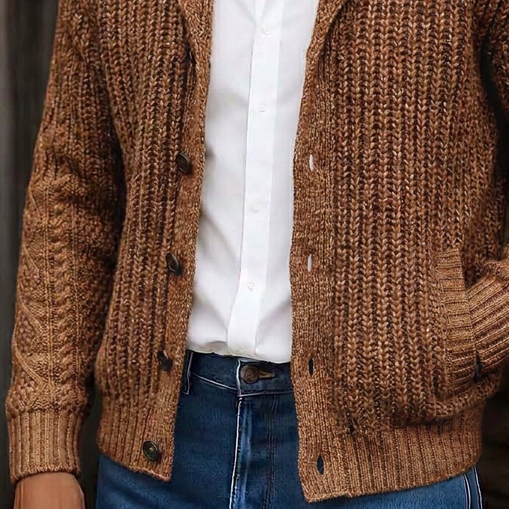 Longline Cable Shawl Collar Cardigan