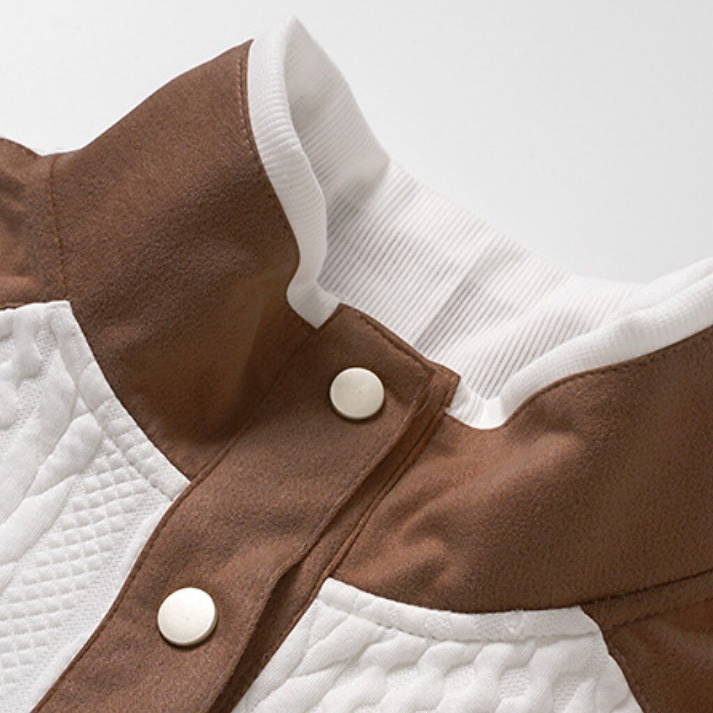 Cable Texture Contrast Collar Sweatshirt