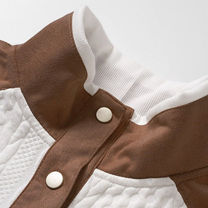 Cable Texture Contrast Collar Sweatshirt