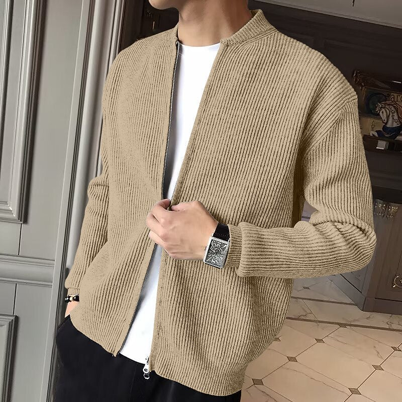 Vertical Rib Full-Zip Cardigan
