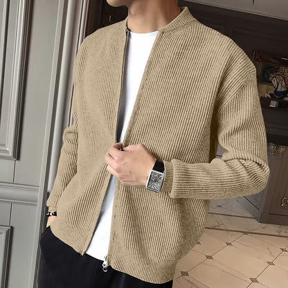 Vertical Rib Full-Zip Cardigan