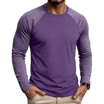 Contrast Raglan Henley Long Sleeve T-Shirt