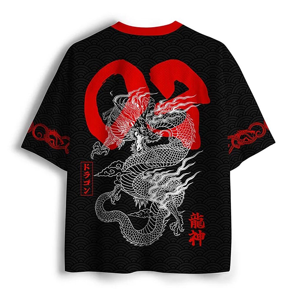 Men's Dragon Graphic V-Neck Jersey