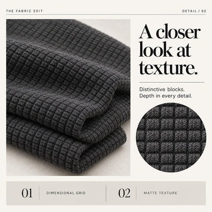 Asymmetric Button Panel Waffle Sweatshirt