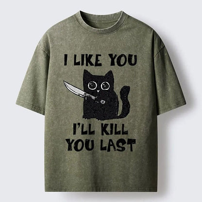 Men's Cat Graphic Washed Cotton T-Shirt