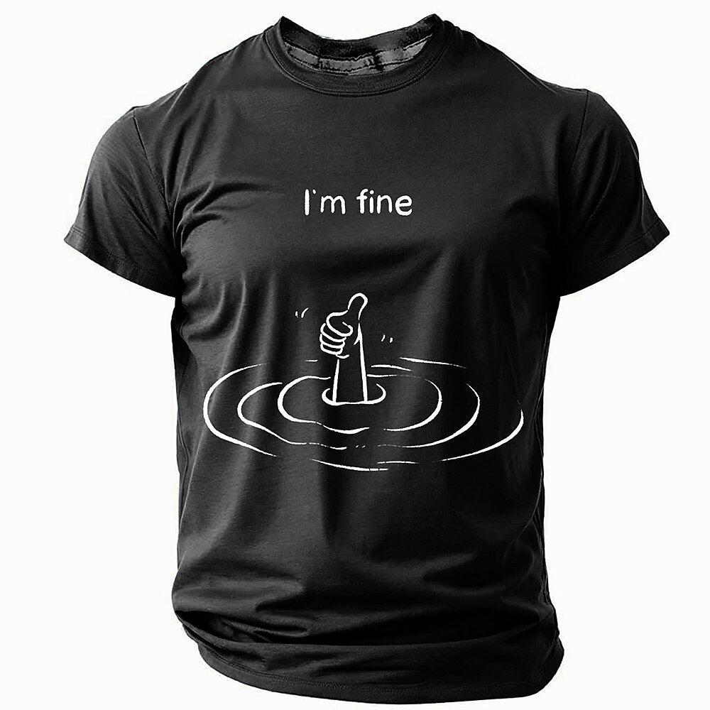 Men's Sinking Thumbs-Up Print Short Sleeve Humorous Graphic T-Shirt