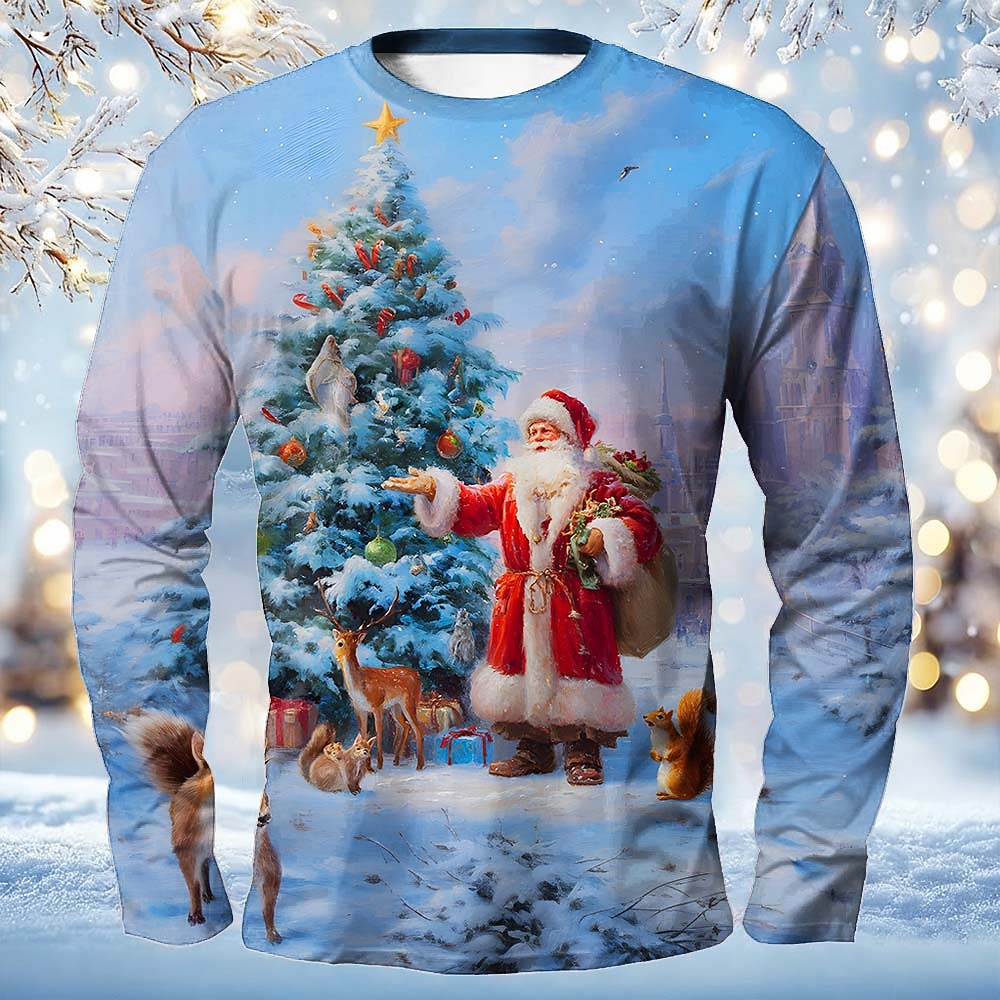 Vintage Holly Santa Long Sleeve T-Shirt