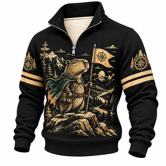 Mountain Explorer Capybara Half-Zip Sweatshirt