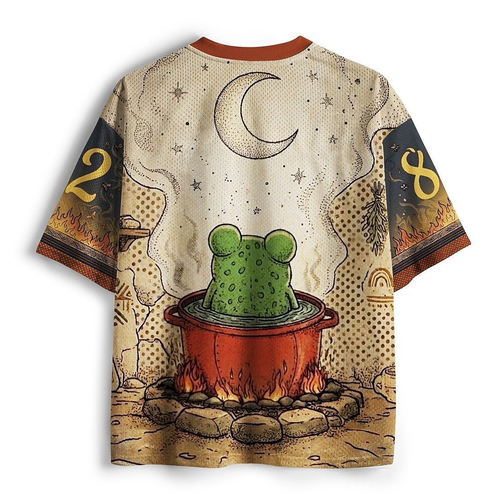 Men's Frog Graphic V-Neck Sports Jersey