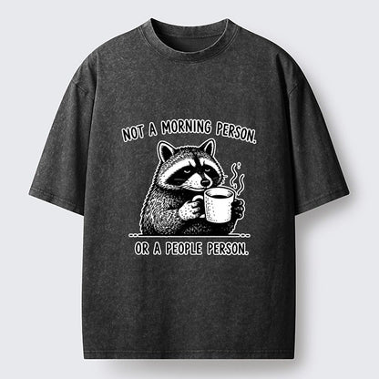 Japanese Style Raccoon Coffee Washed T-Shirt