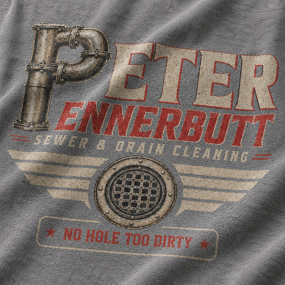 Men's Sewer Cleaning Logo Print Short Sleeve Retro T-Shirt