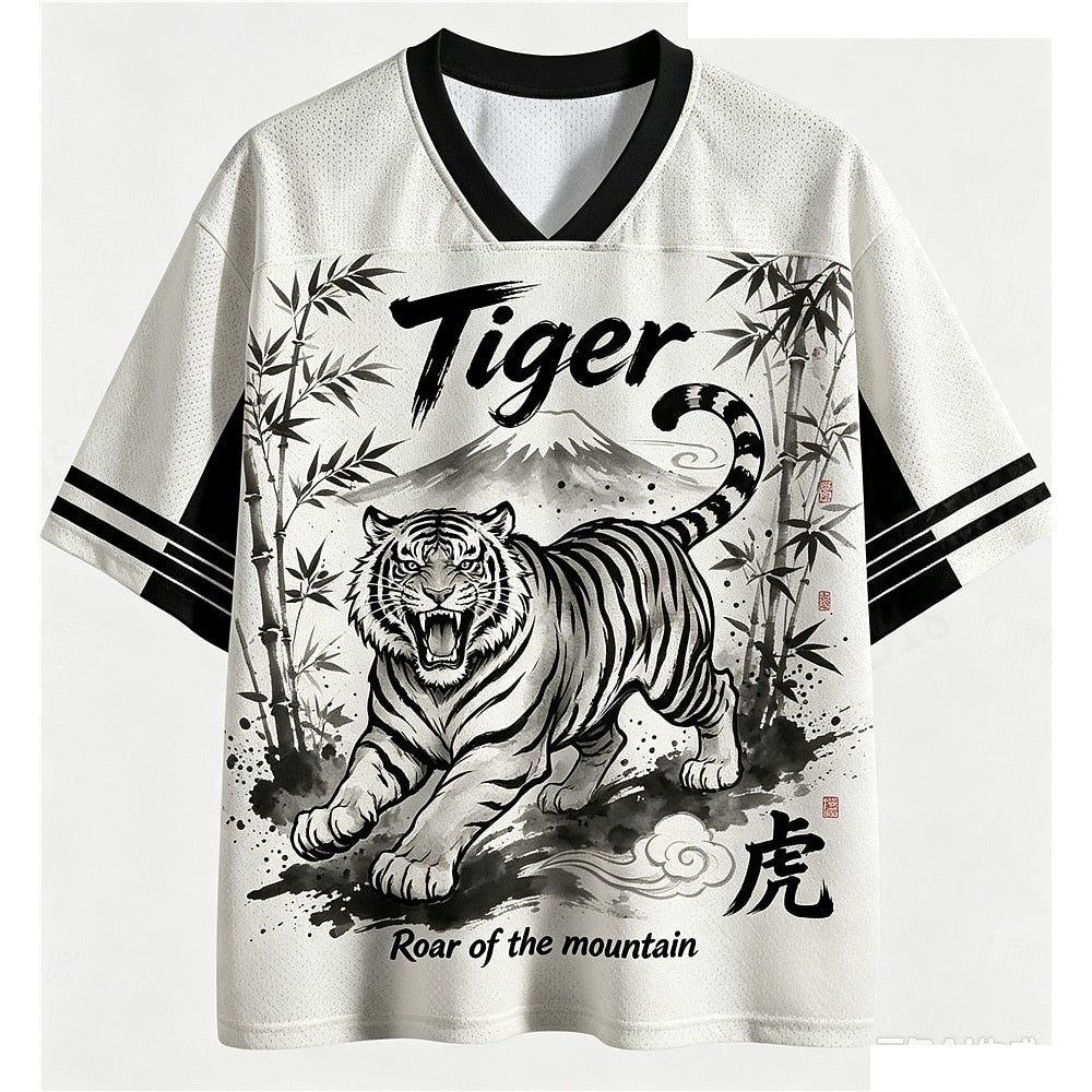 Japanese Tiger V-Neck Mesh Jersey