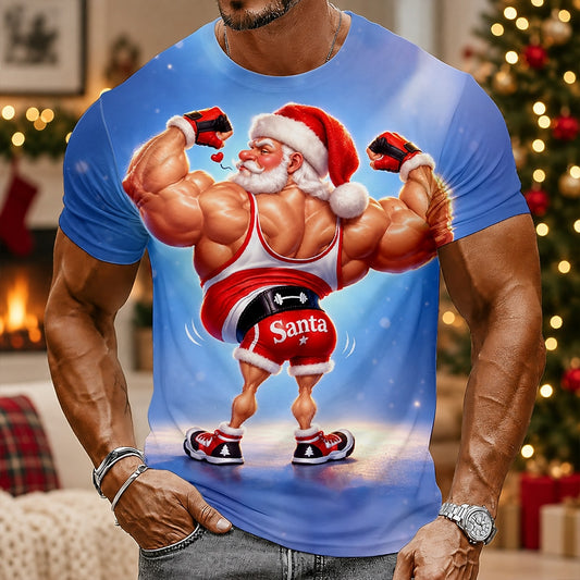 Dumbbell Santa Workout T-Shirt