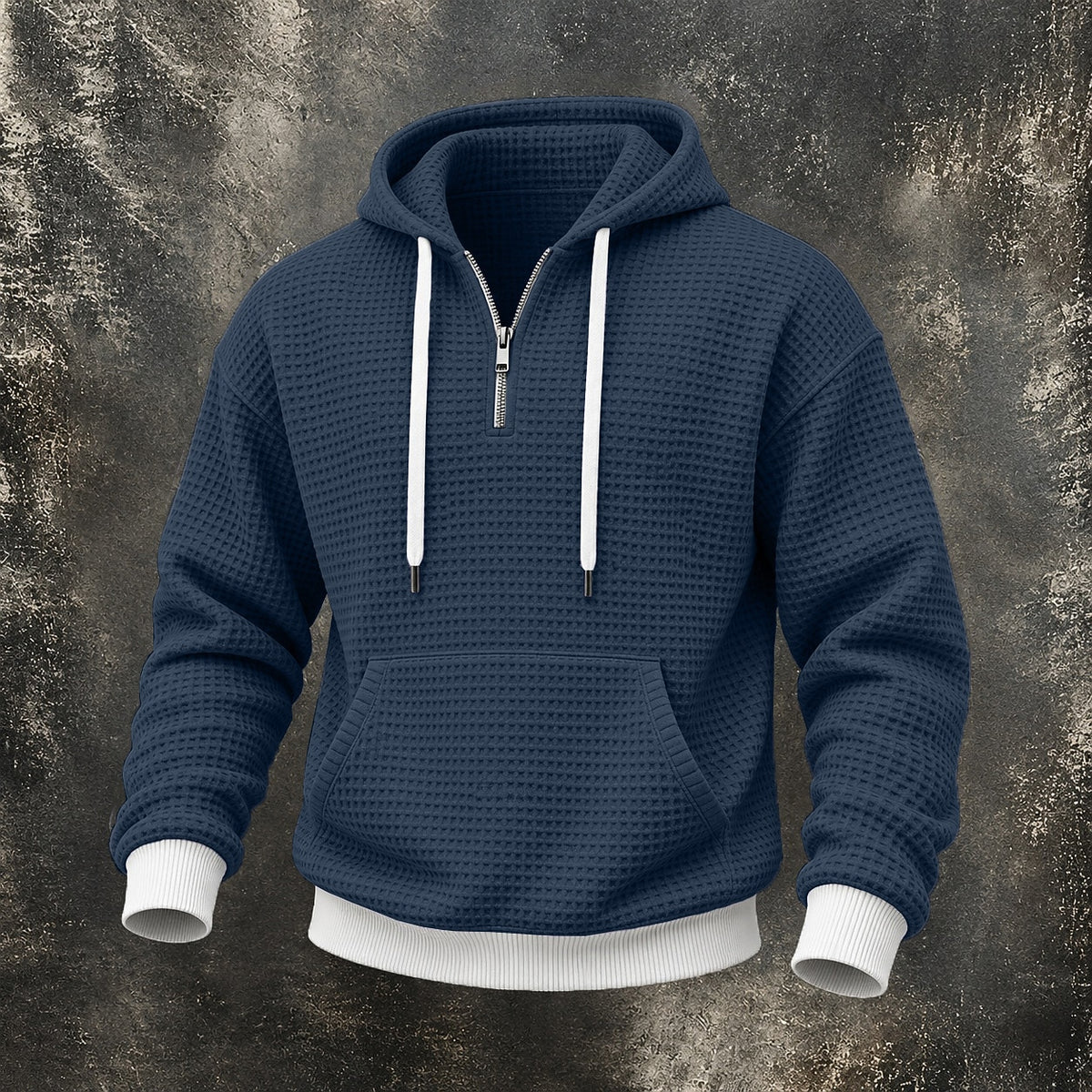 Waffle Quarter-Zip Pocket Hoodie