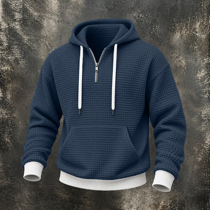 Waffle Quarter-Zip Pocket Hoodie