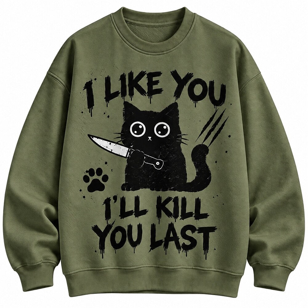 I Like You Knife Cat Crew Neck Sweatshirt