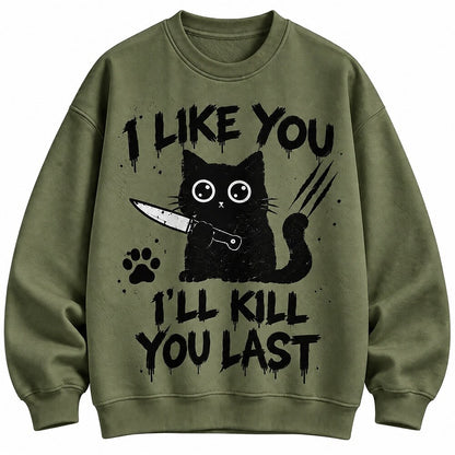I Like You Knife Cat Crew Neck Sweatshirt