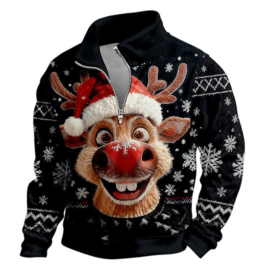 Red-Nose Reindeer Half-Zip Sweatshirt