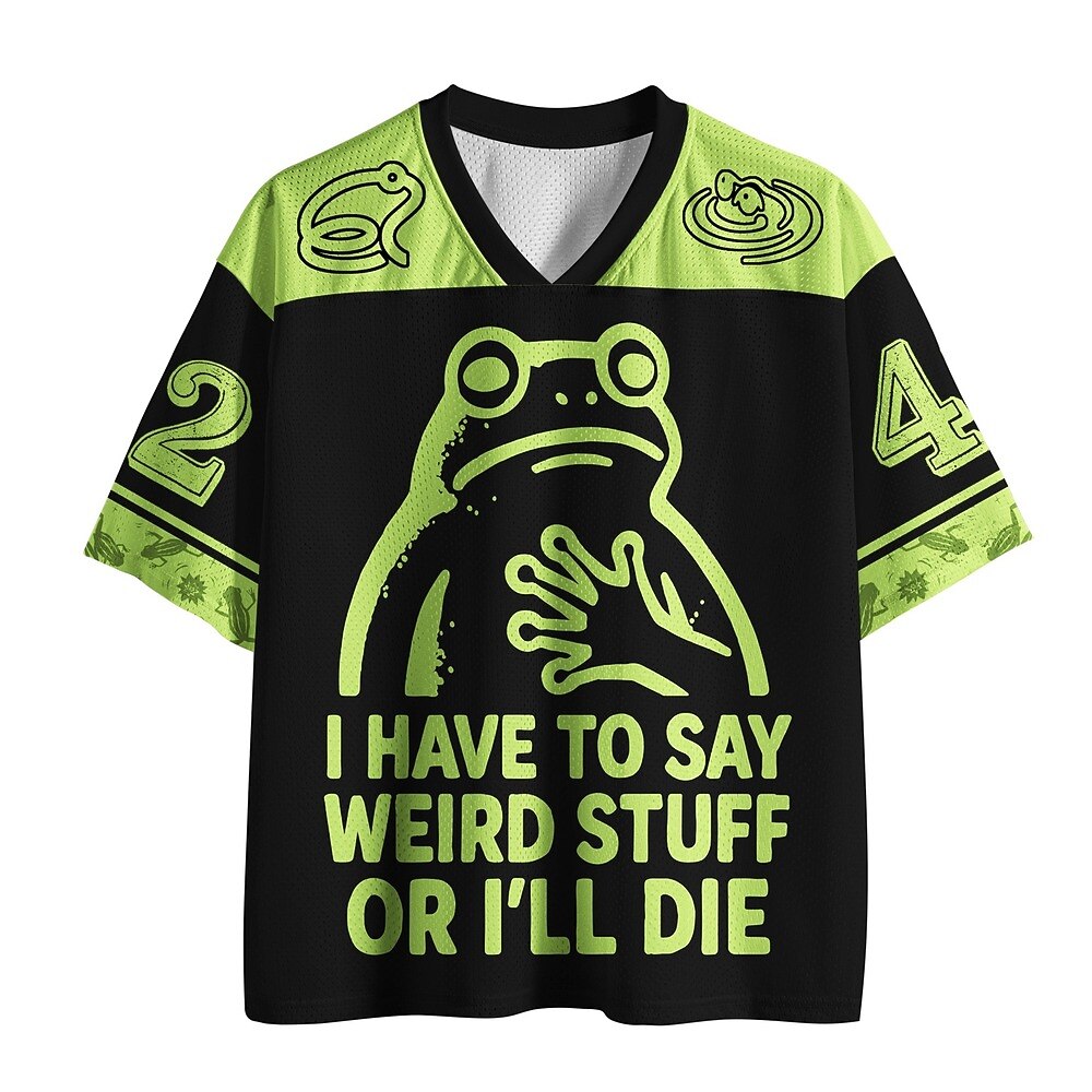Japanese Style Weird Frog V-Neck Sports Jersey