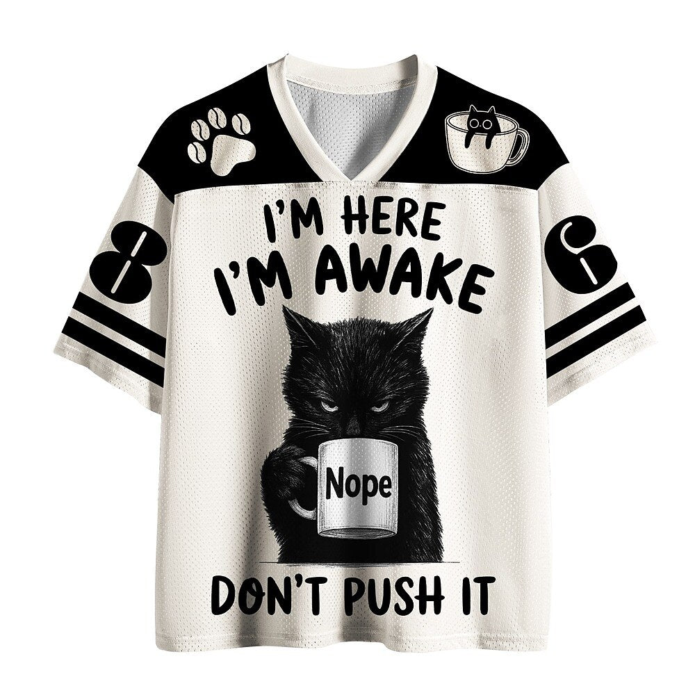 Japanese Style Grumpy Cat V-Neck Sports Jersey