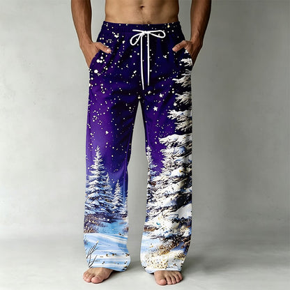 Snowy Christmas Tree Drawstring Pants