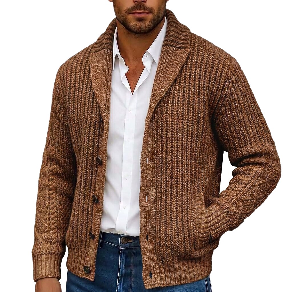 Longline Cable Shawl Collar Cardigan