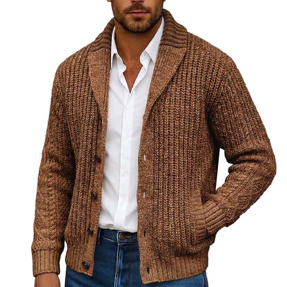 Longline Cable Shawl Collar Cardigan